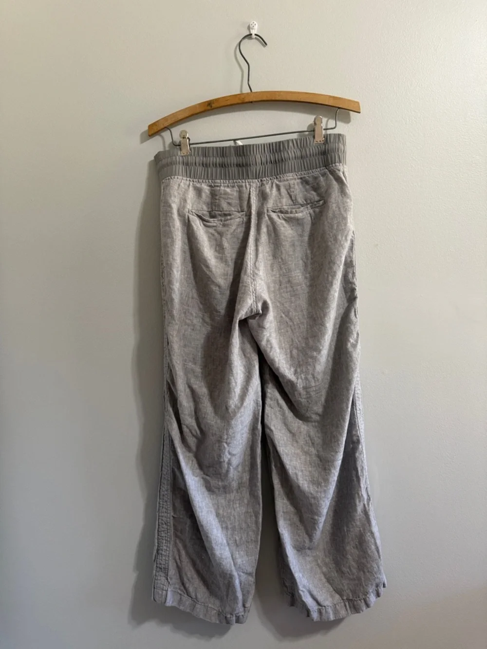 Athleta Light Gray Cabo Wide-Leg Drawstring Linen Pants - Picture 5 of 7